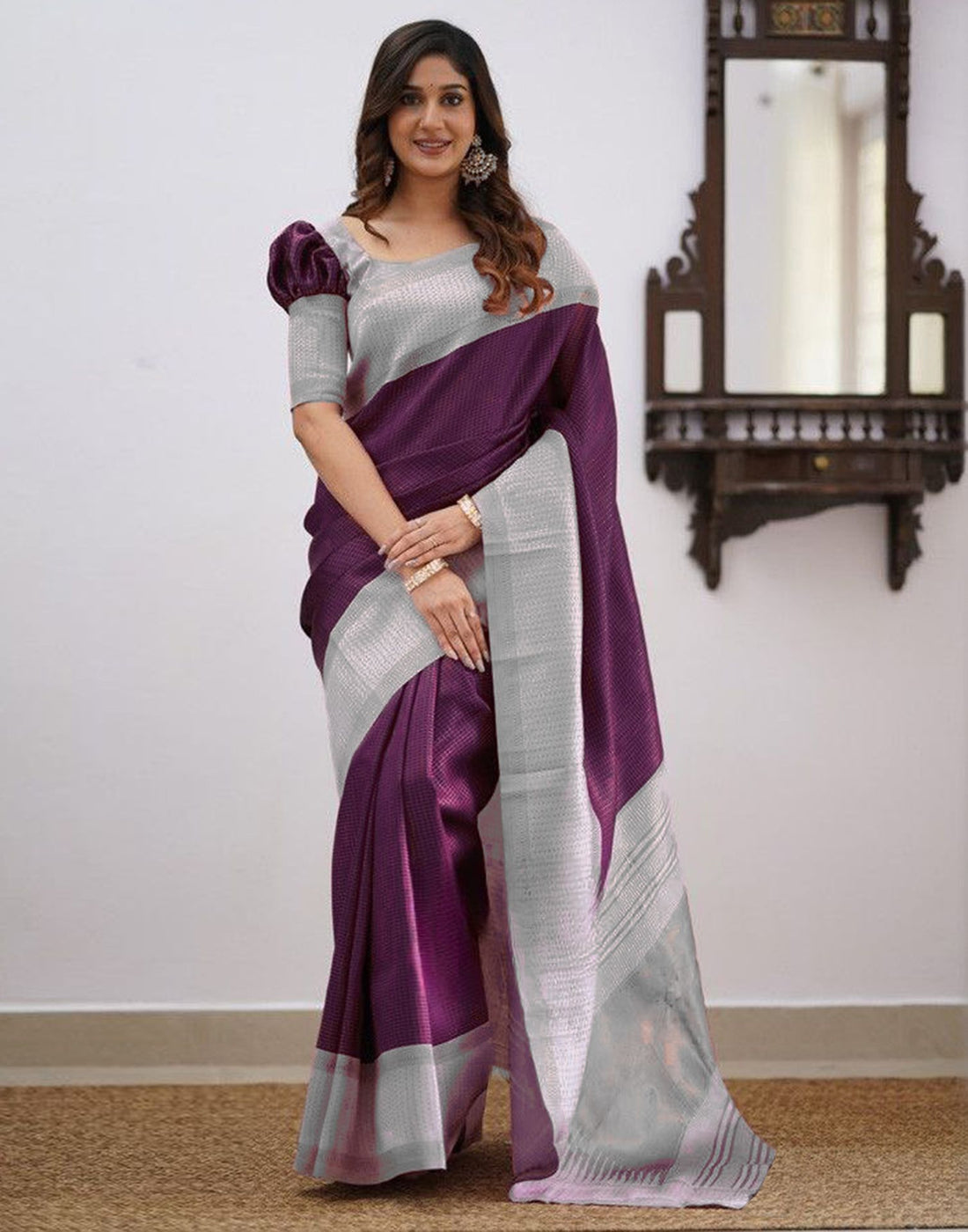 Purple Jacquard Silk Saree