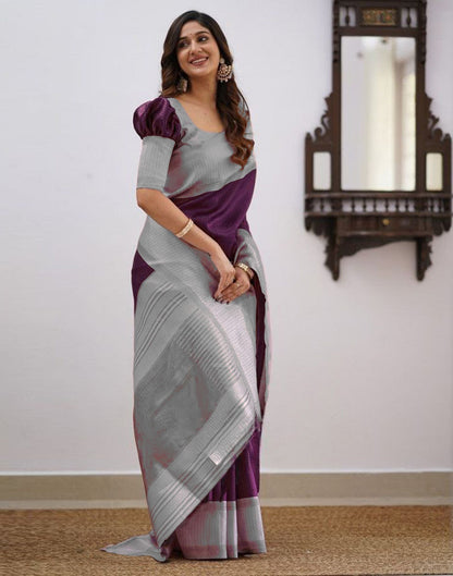 Purple Jacquard Silk Saree