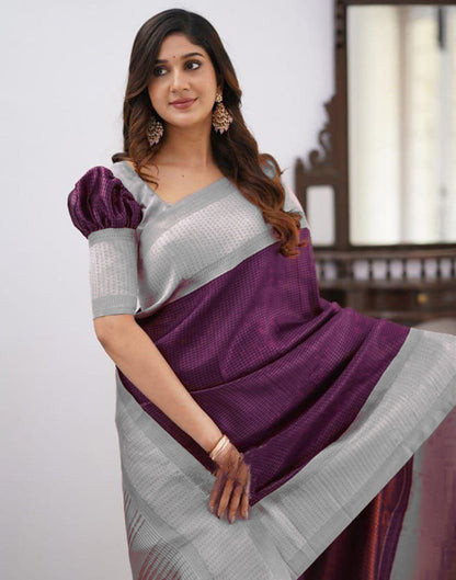 Purple Jacquard Silk Saree