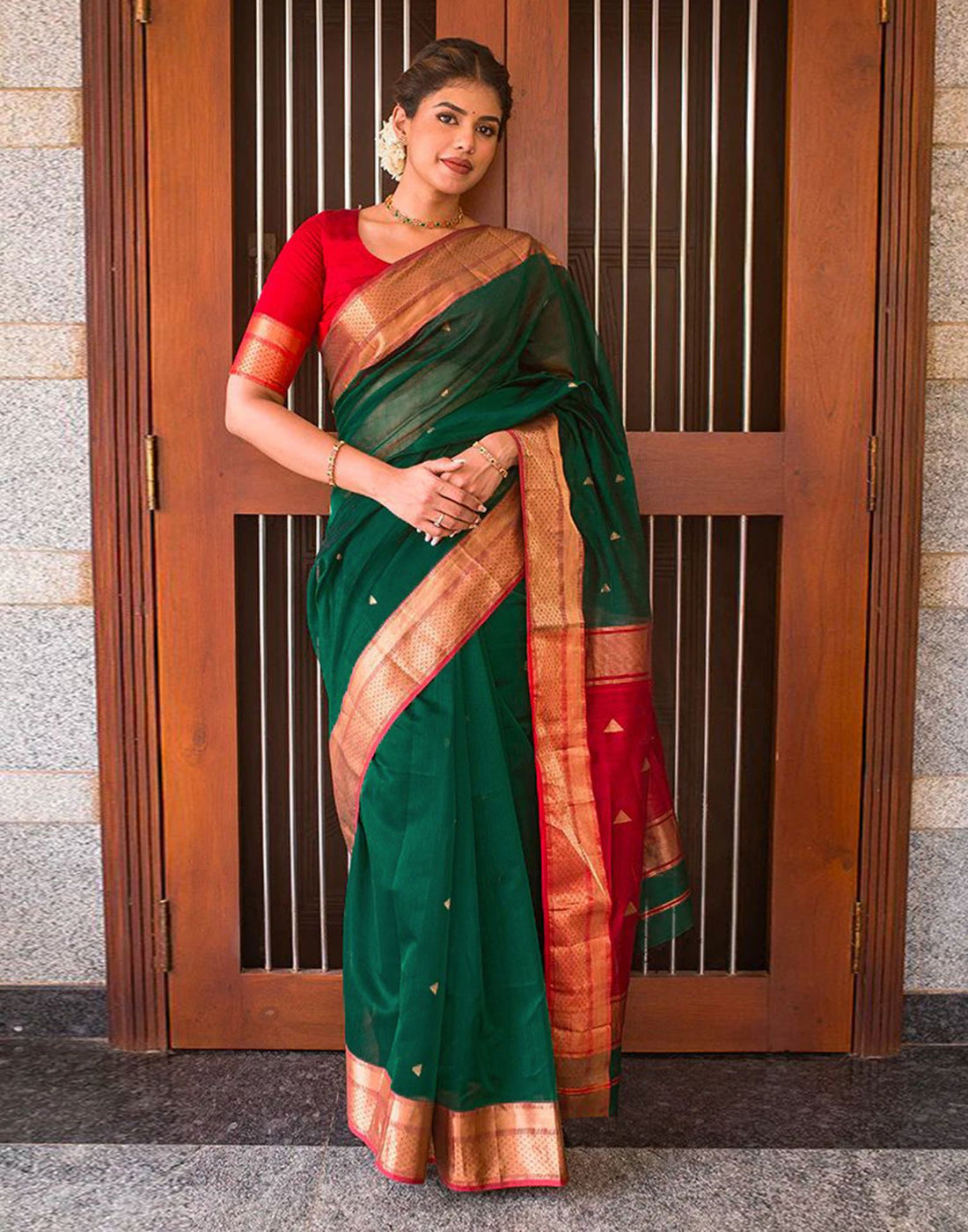 Green Jacquard Silk Saree