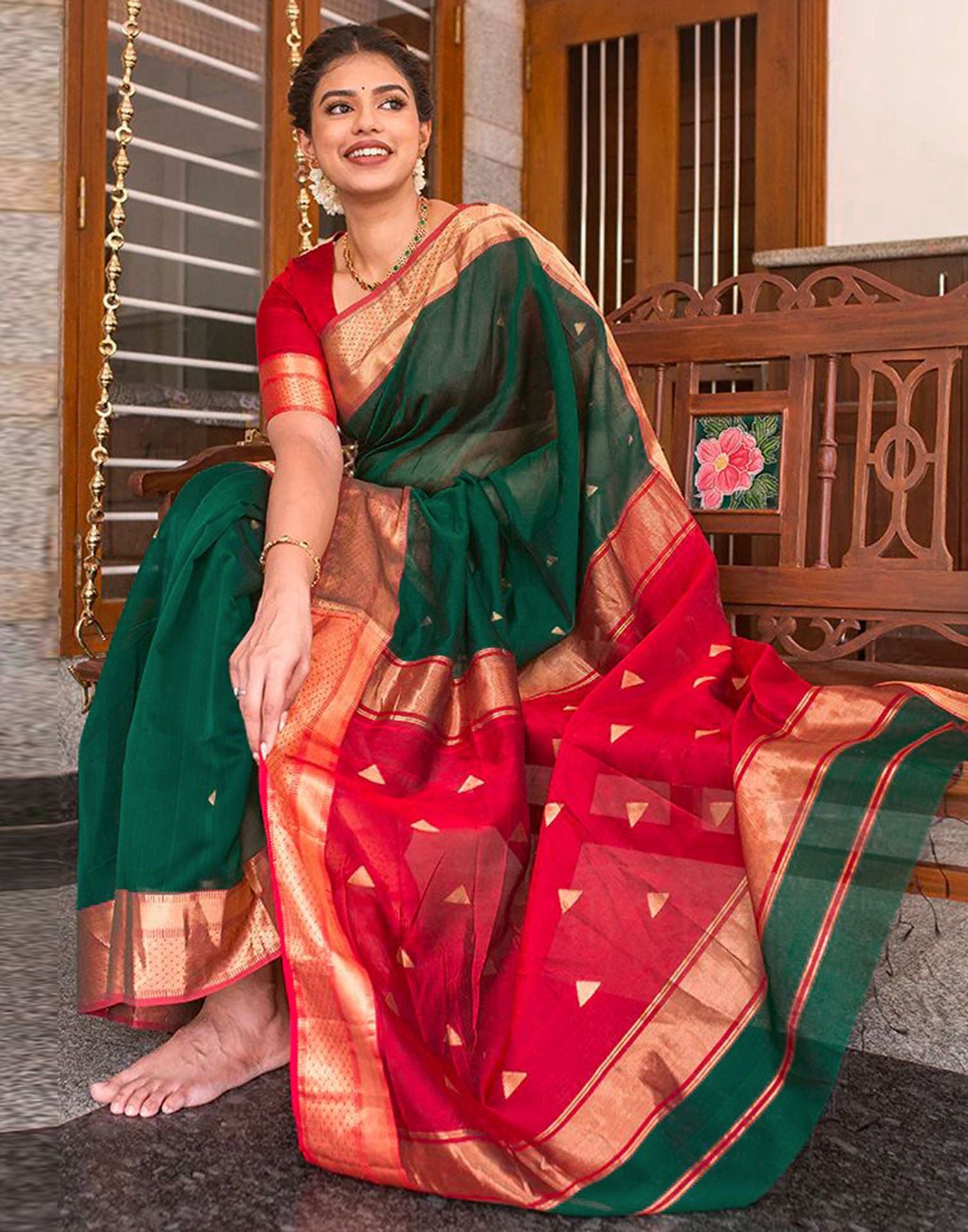 Green Jacquard Silk Saree