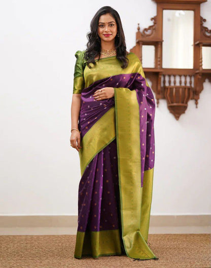 Dark Purple Jacquard Silk Saree