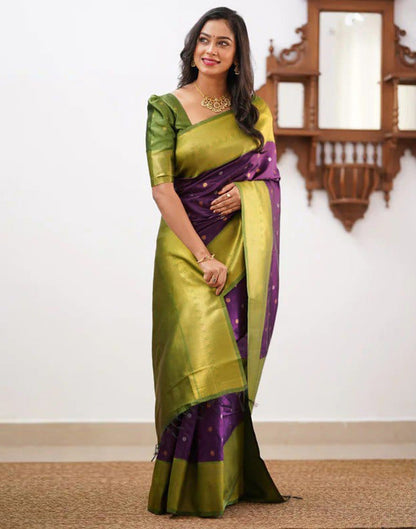 Dark Purple Jacquard Silk Saree