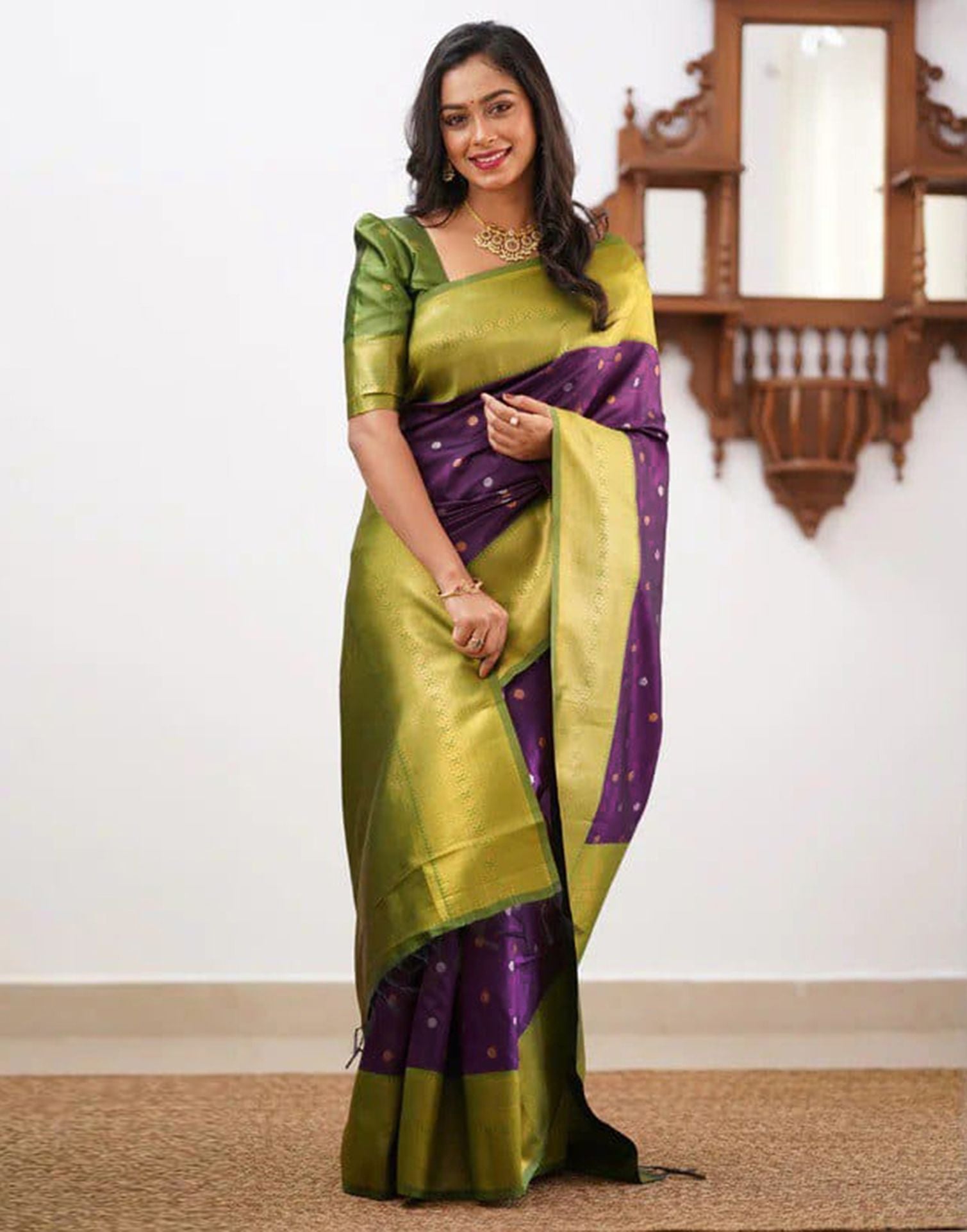 Dark Purple Jacquard Silk Saree