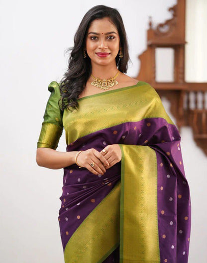 Dark Purple Jacquard Silk Saree