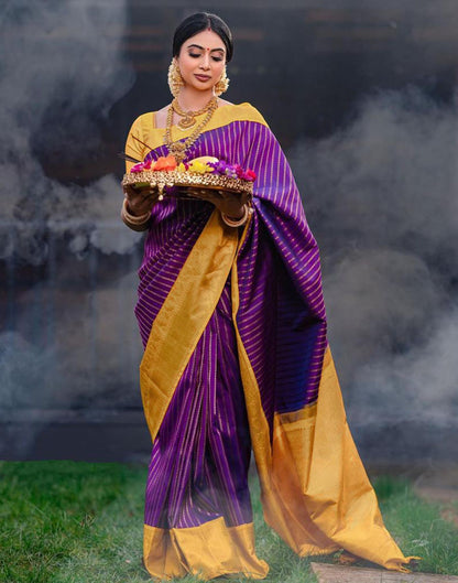 Violet Jacquard Silk Saree