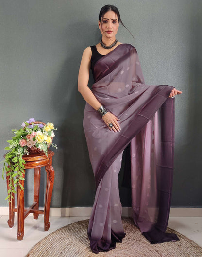 Ready to Wear Light Brown Woven Georgette Saree