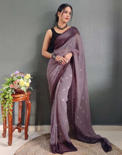 Ready to Wear Light Brown Woven Georgette Saree