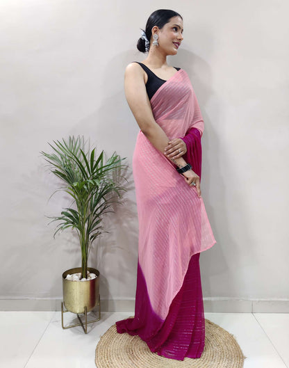 Ready to Wear Pink Woven Georgette Saree