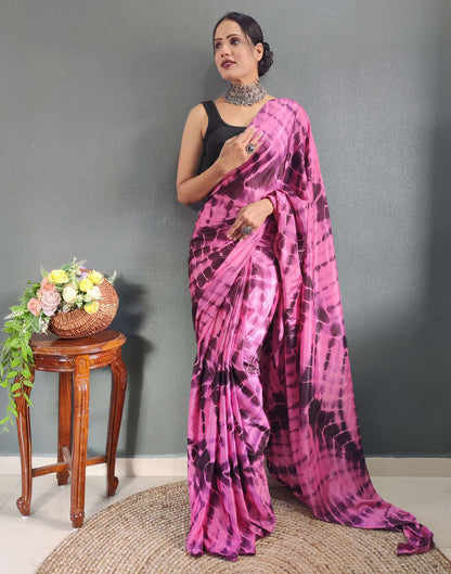 Ready to Wear Pink Printed Silk Saree