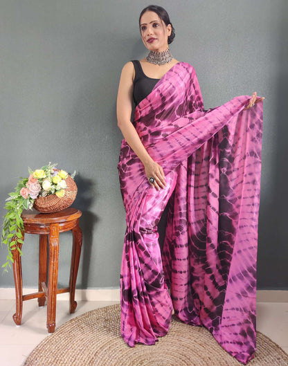 Ready to Wear Pink Printed Silk Saree