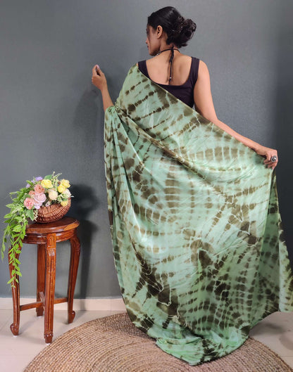 Ready to Wear Sea Green Printed Silk Saree