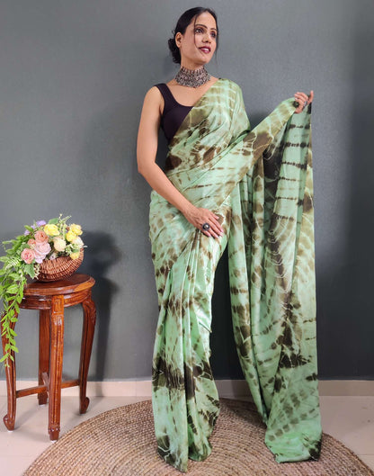 Ready to Wear Sea Green Printed Silk Saree