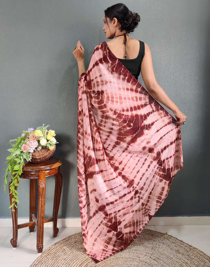 Ready to Wear Dull Peach Printed Silk Saree