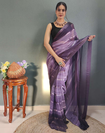 Ready to Wear Dusty Lavender &amp; Wien Weaving Georgette Saree