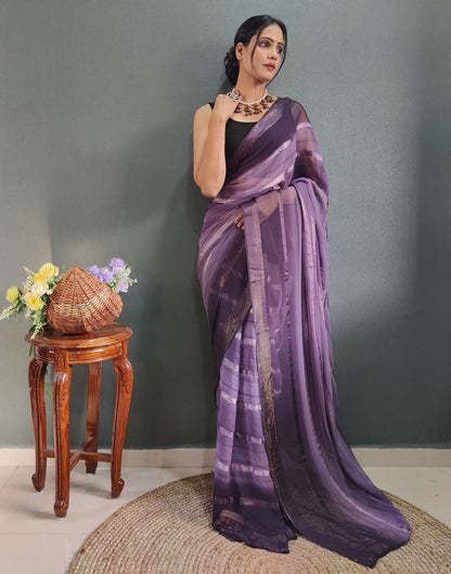 Ready to Wear Dusty Lavender &amp; Wien Weaving Georgette Saree