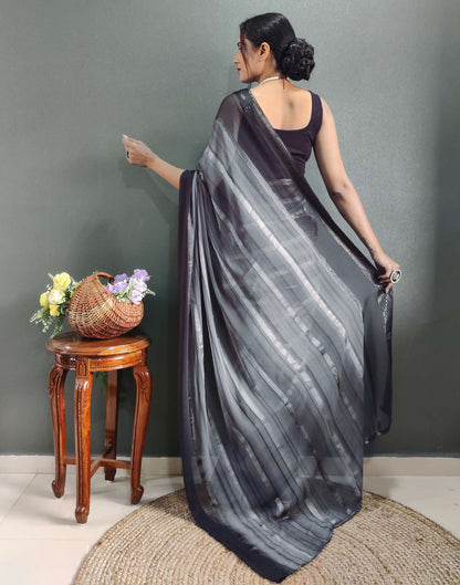 Ready to Wear Grey&amp; black Weaving Georgette Saree