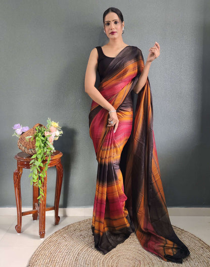 Ready to Wear Multicoloured Printed Georgette Saree