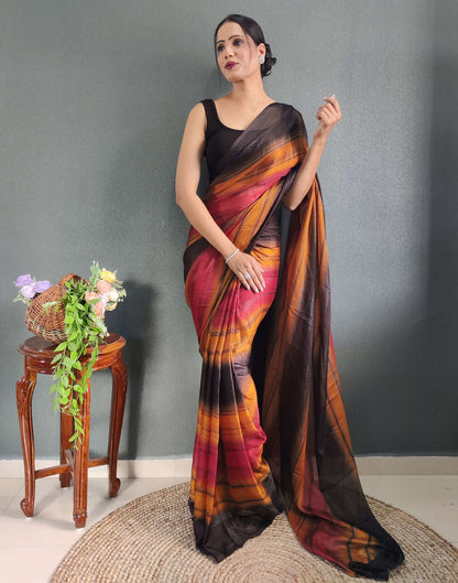 Ready to Wear Multicoloured Printed Georgette Saree