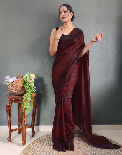 Ready to Wear Maroon Printed Georgette Saree