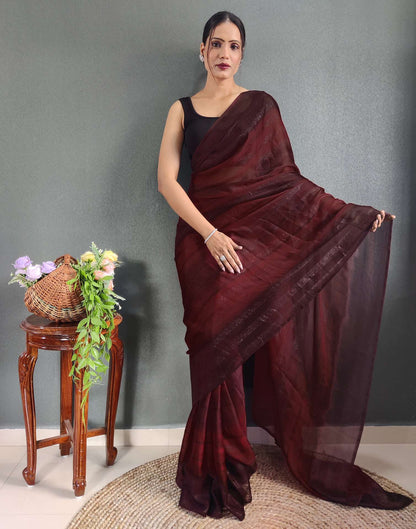 Ready to Wear Maroon Printed Georgette Saree