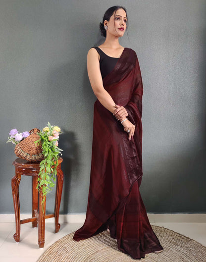 Ready to Wear Maroon Printed Georgette Saree