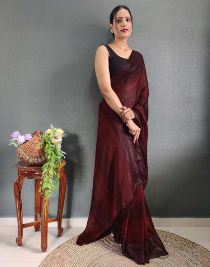 Ready to Wear Maroon Printed Georgette Saree