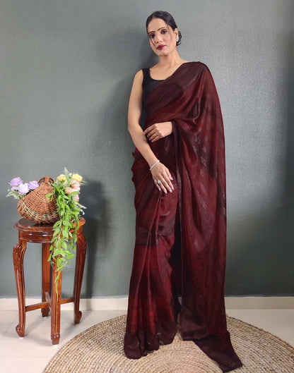 Ready to Wear Maroon Printed Georgette Saree