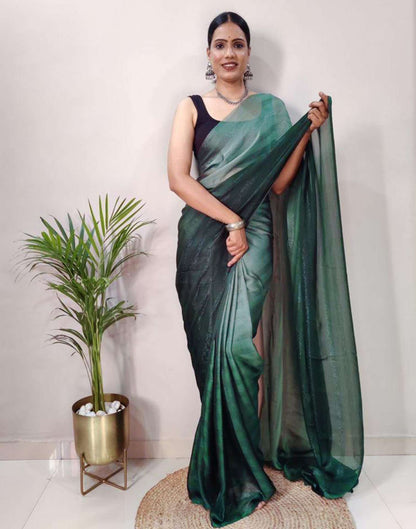 Ready to Wear Green Plain Georgette Saree