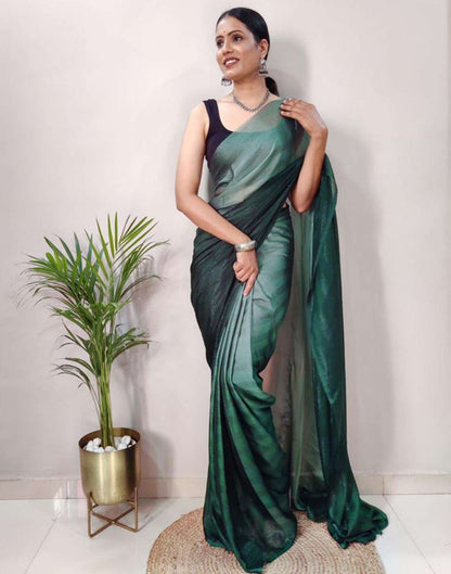 Ready to Wear Green Plain Georgette Saree