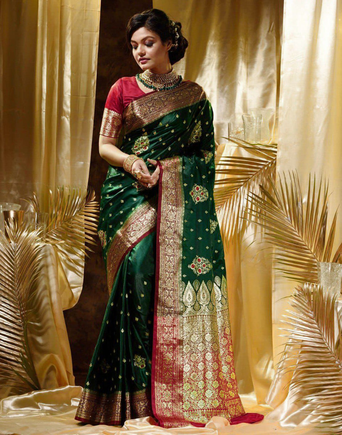 Green Jacquard Silk Saree