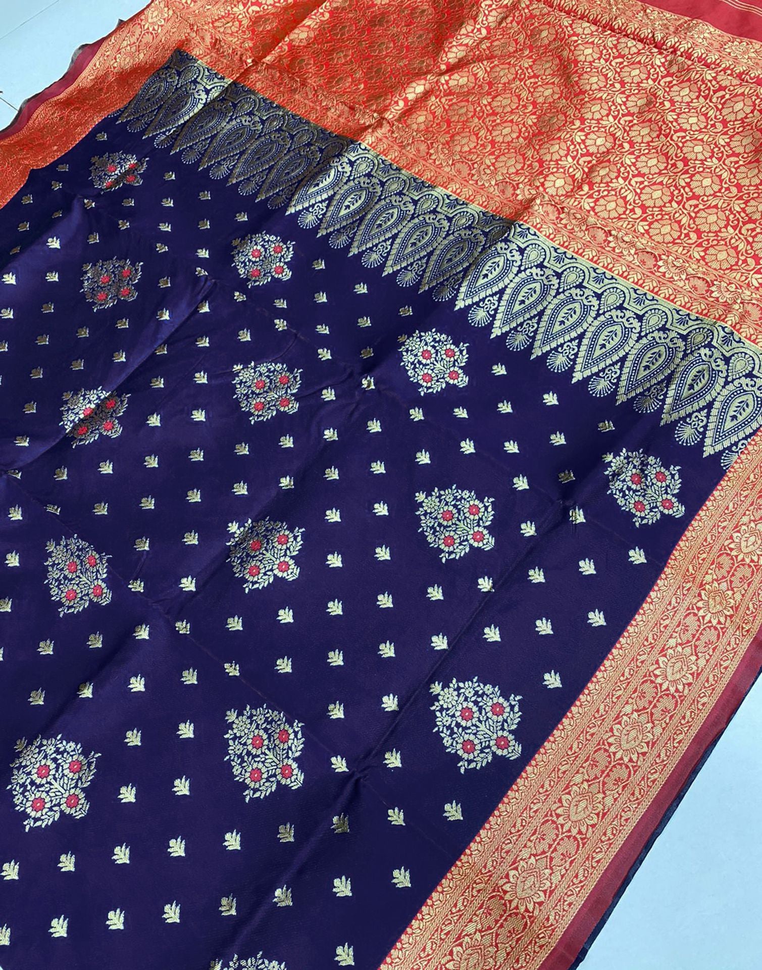 Blue Jacquard Silk Saree