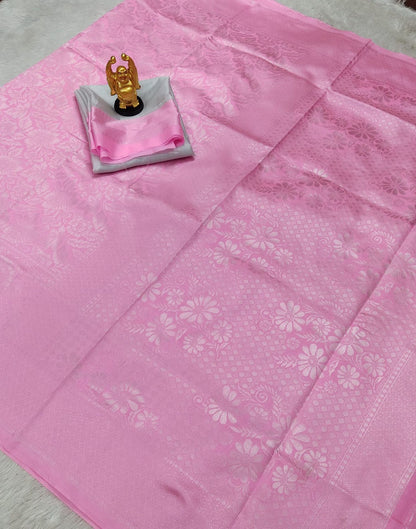 Light Pink Jacquard Silk Saree