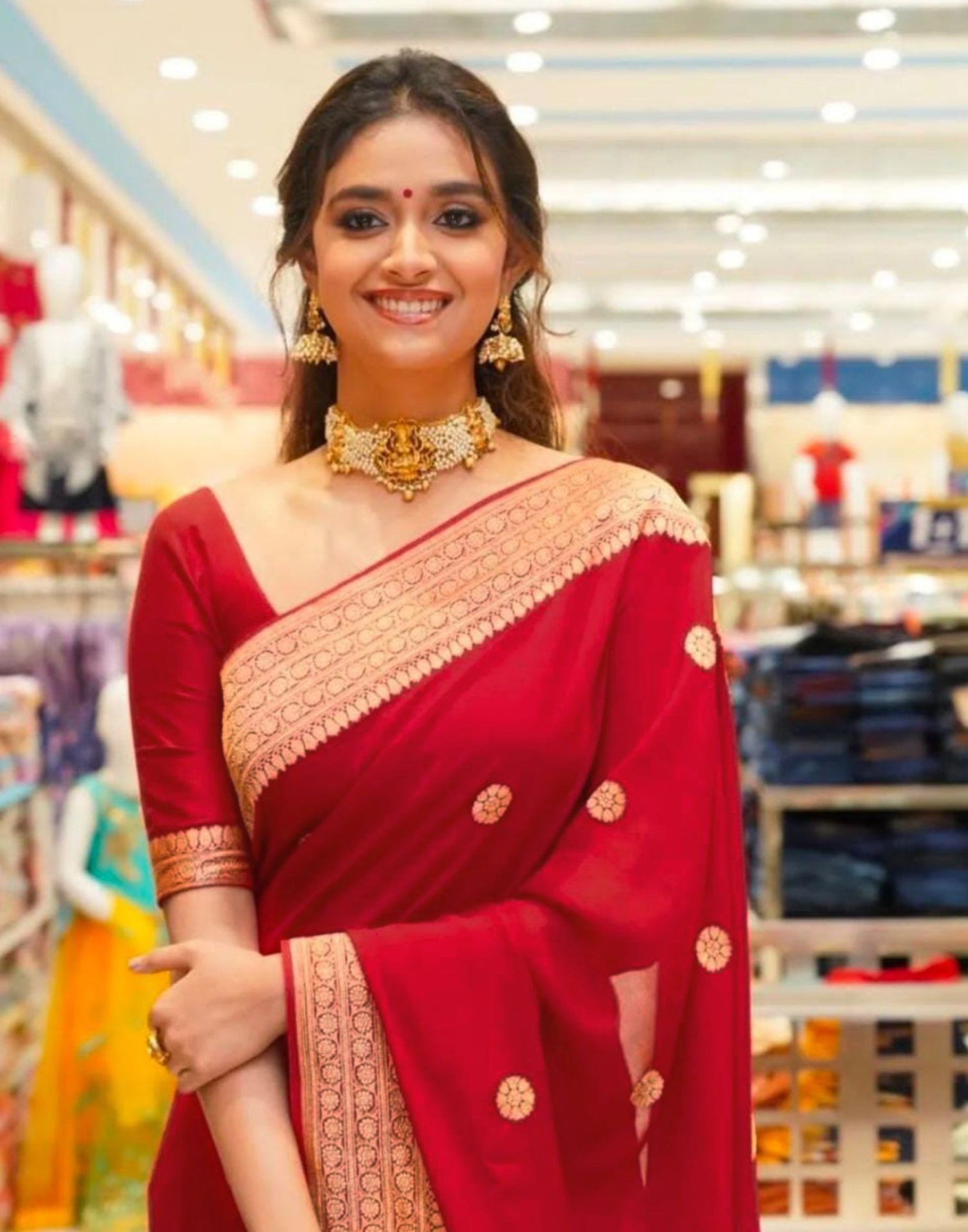 Red Jacquard Silk Saree