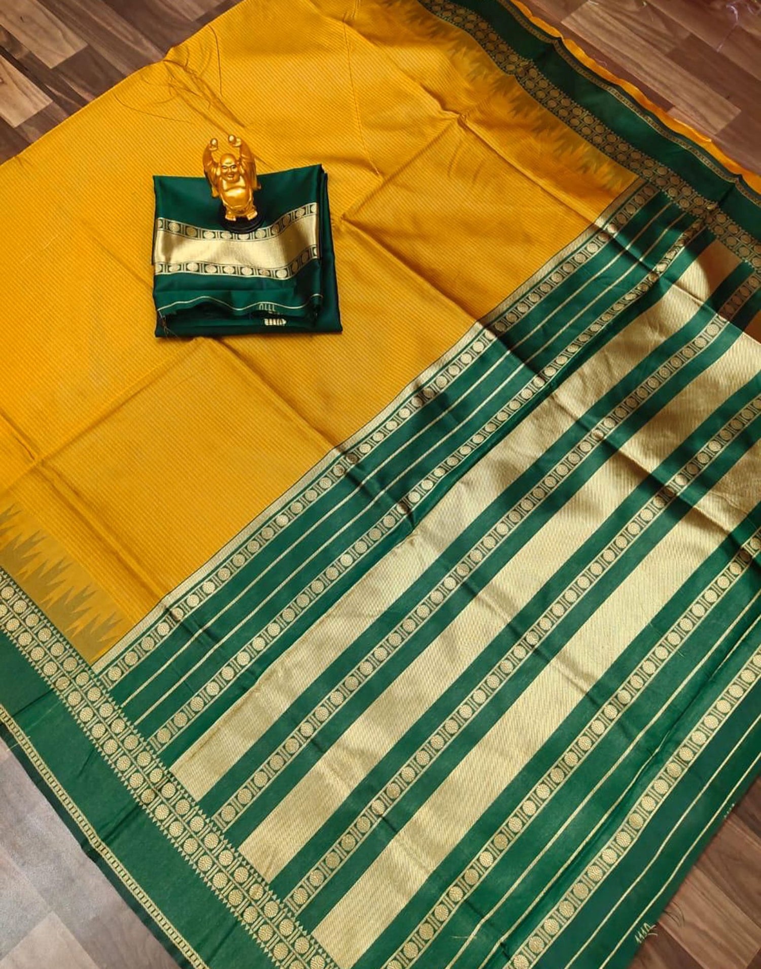 Mustard Jacquard Silk Saree