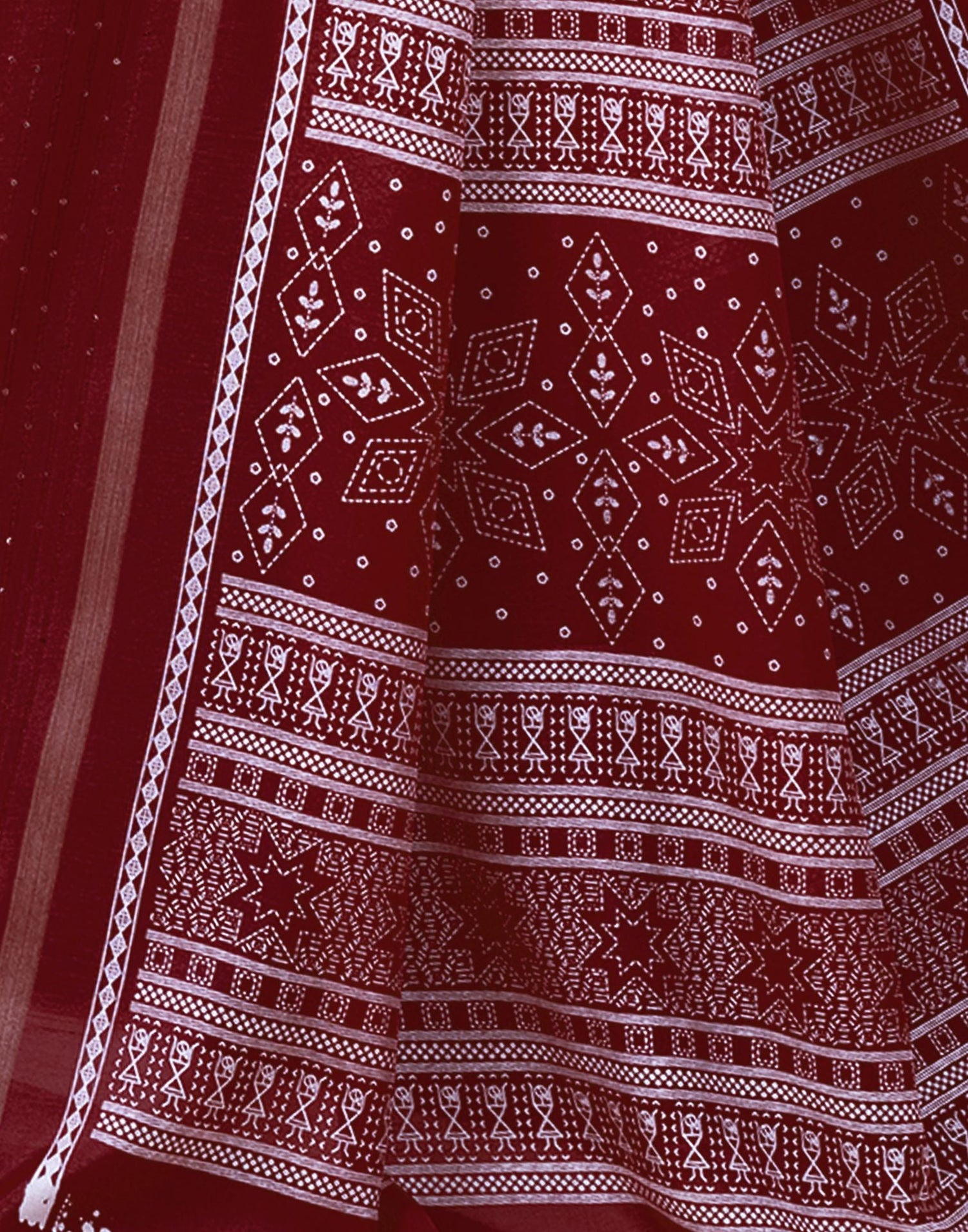 Maroon Printed Cotton Saree