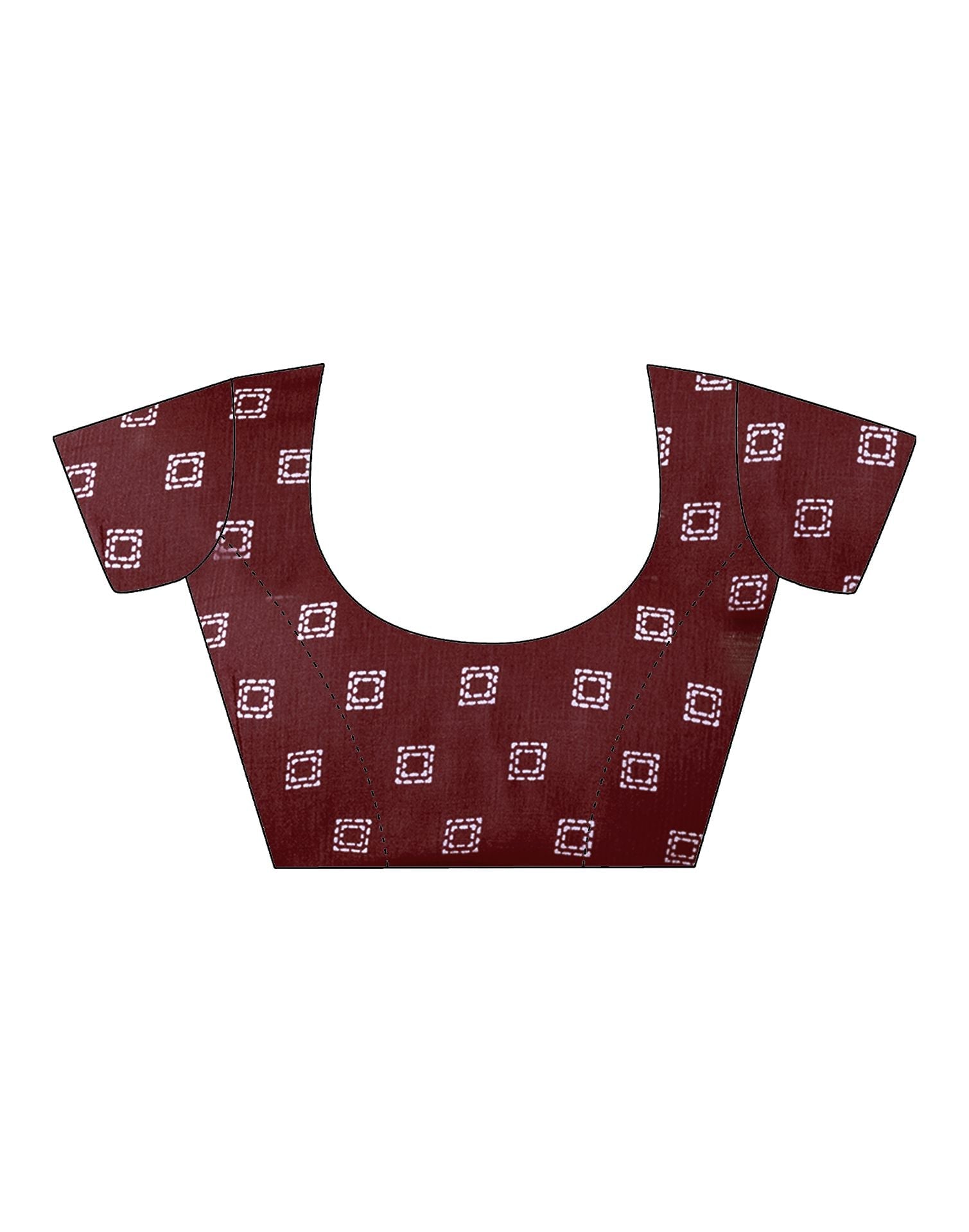 Maroon Printed Cotton Saree