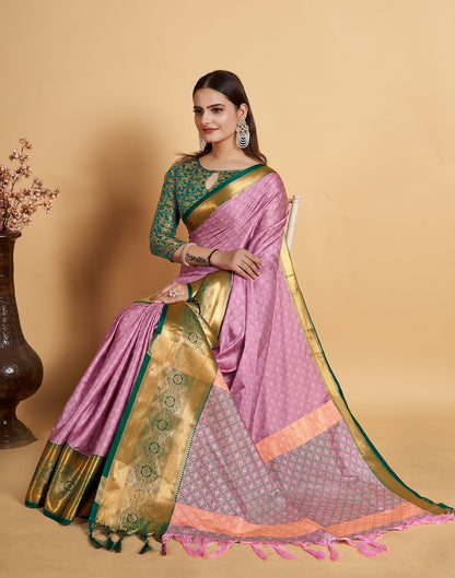 Light Pink Jacquard Silk Saree