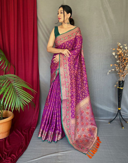 Purple Jacquard Silk Saree