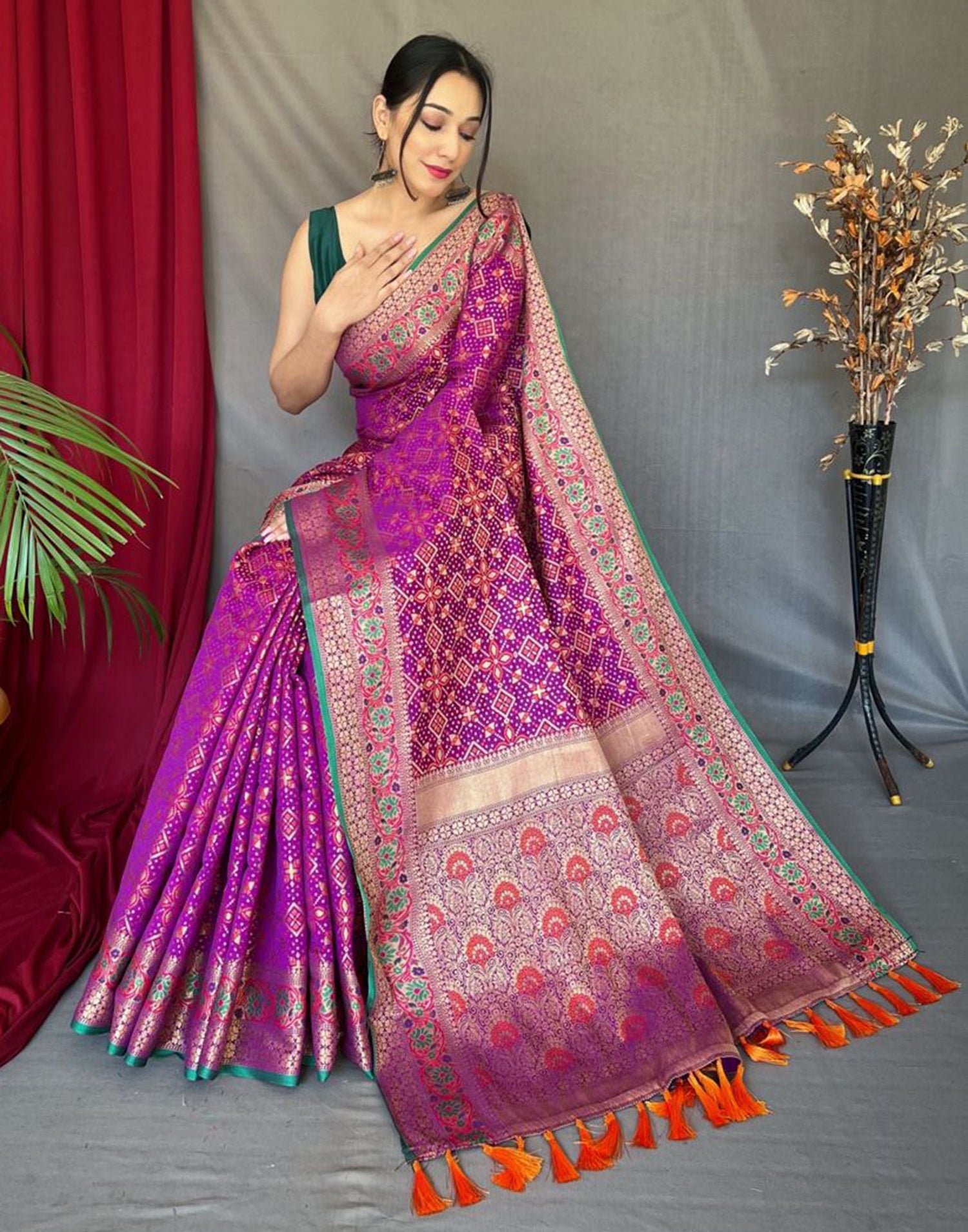 Purple Jacquard Silk Saree