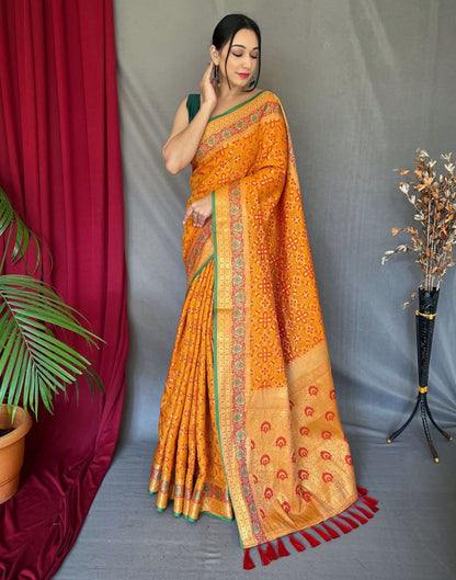 Yellow Jacquard Silk Saree