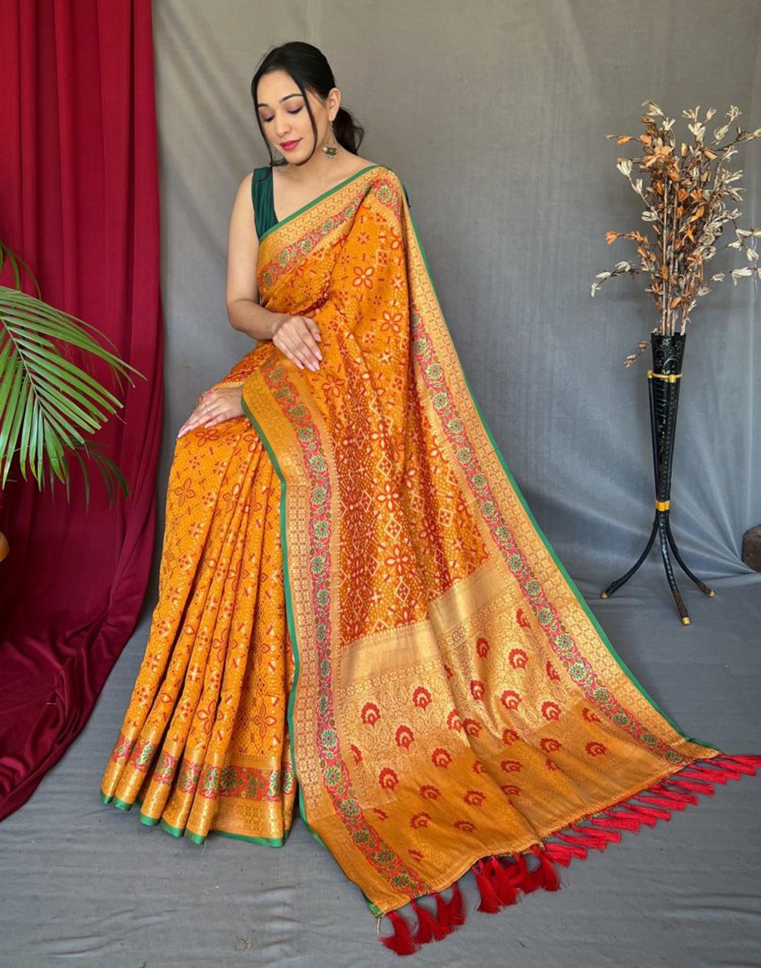 Yellow Jacquard Silk Saree