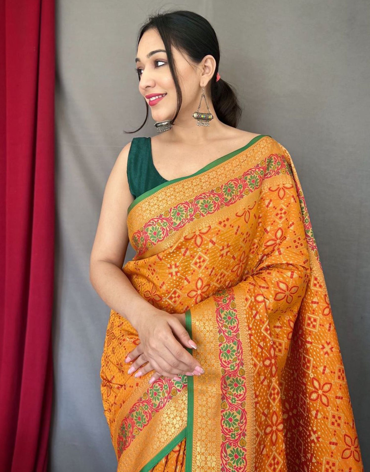 Yellow Jacquard Silk Saree