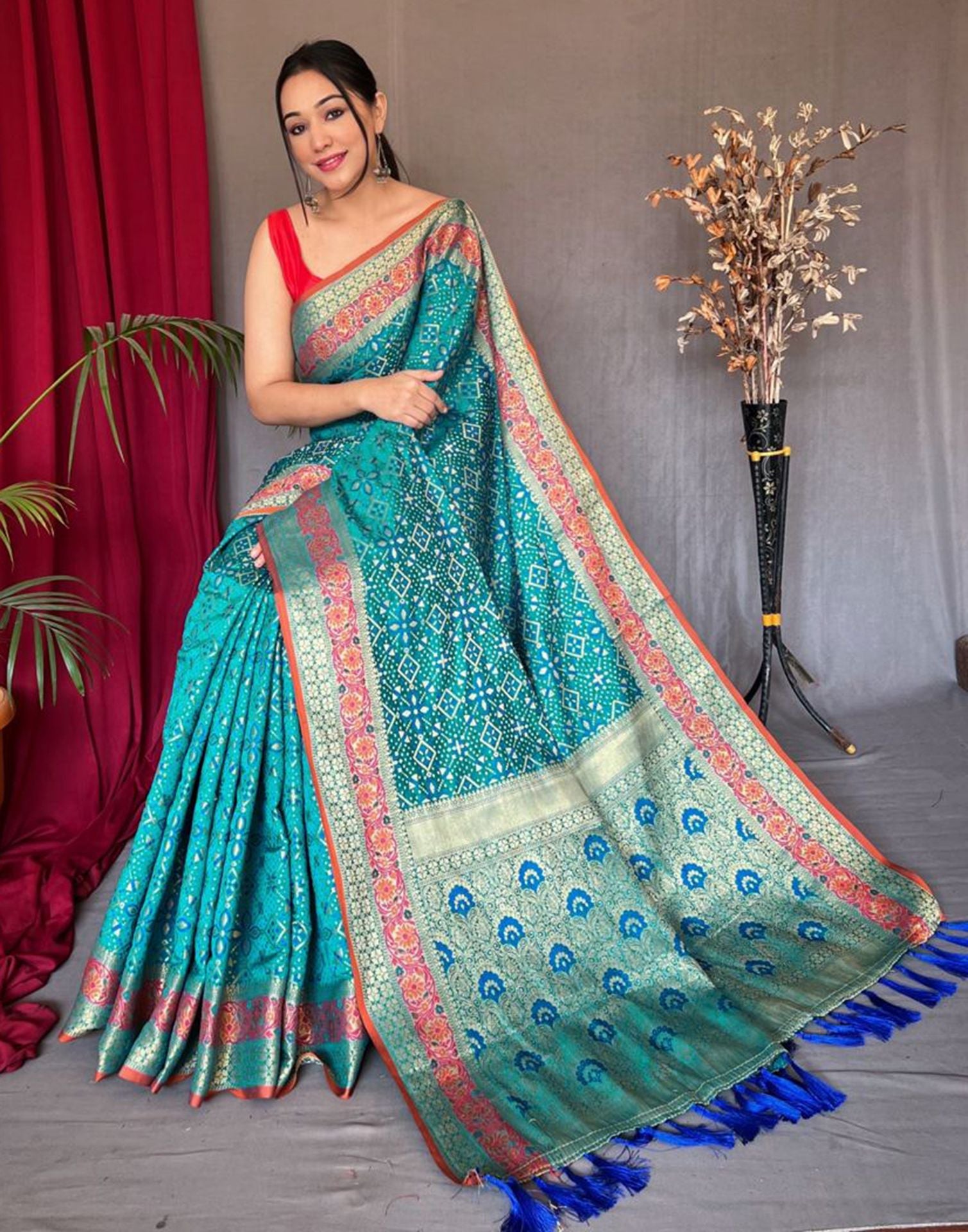 Blue Jacquard Silk Saree