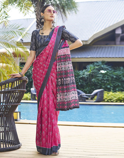 Ready to Wear Pink Printed Cotton Saree