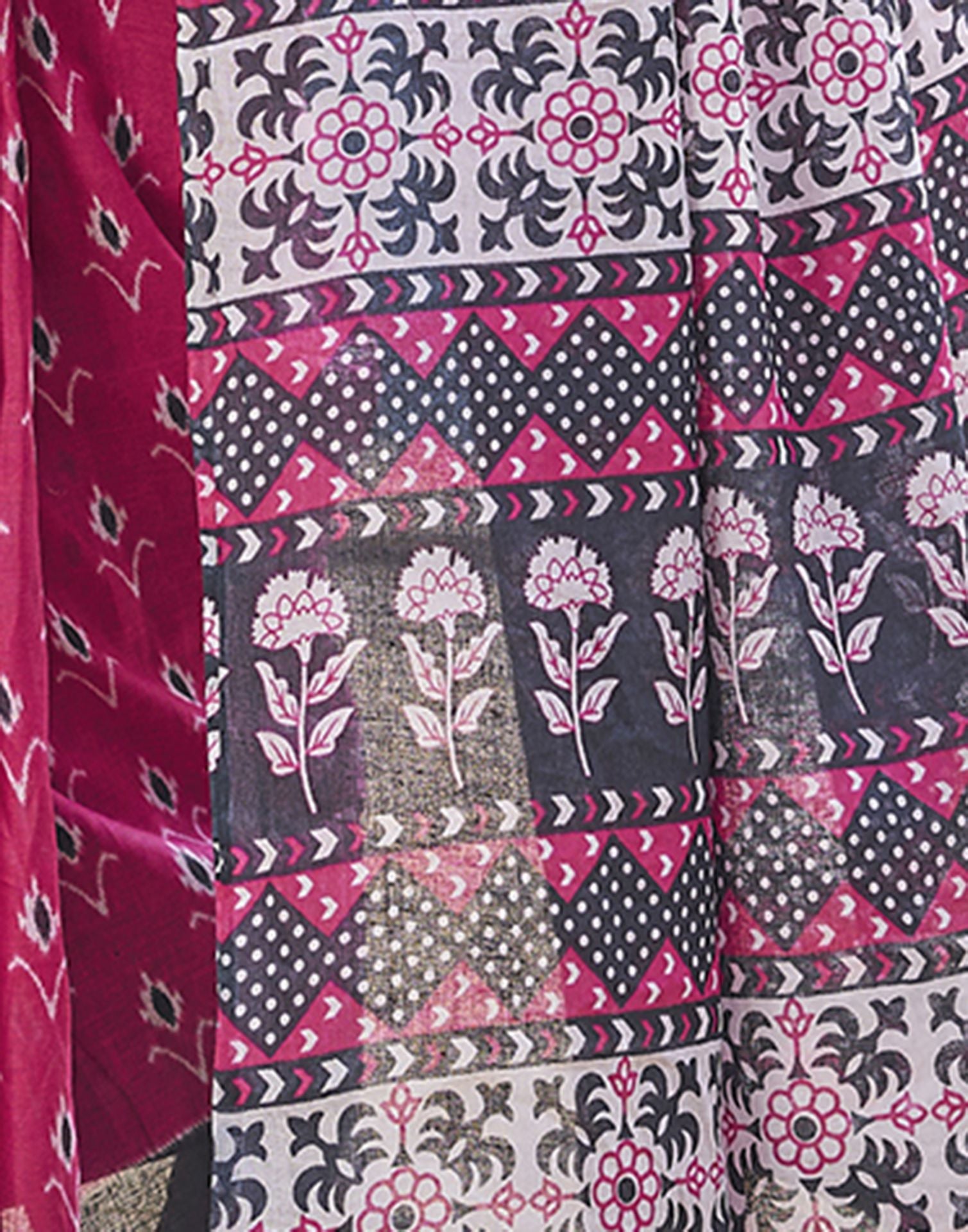 Ready to Wear Pink Printed Cotton Saree