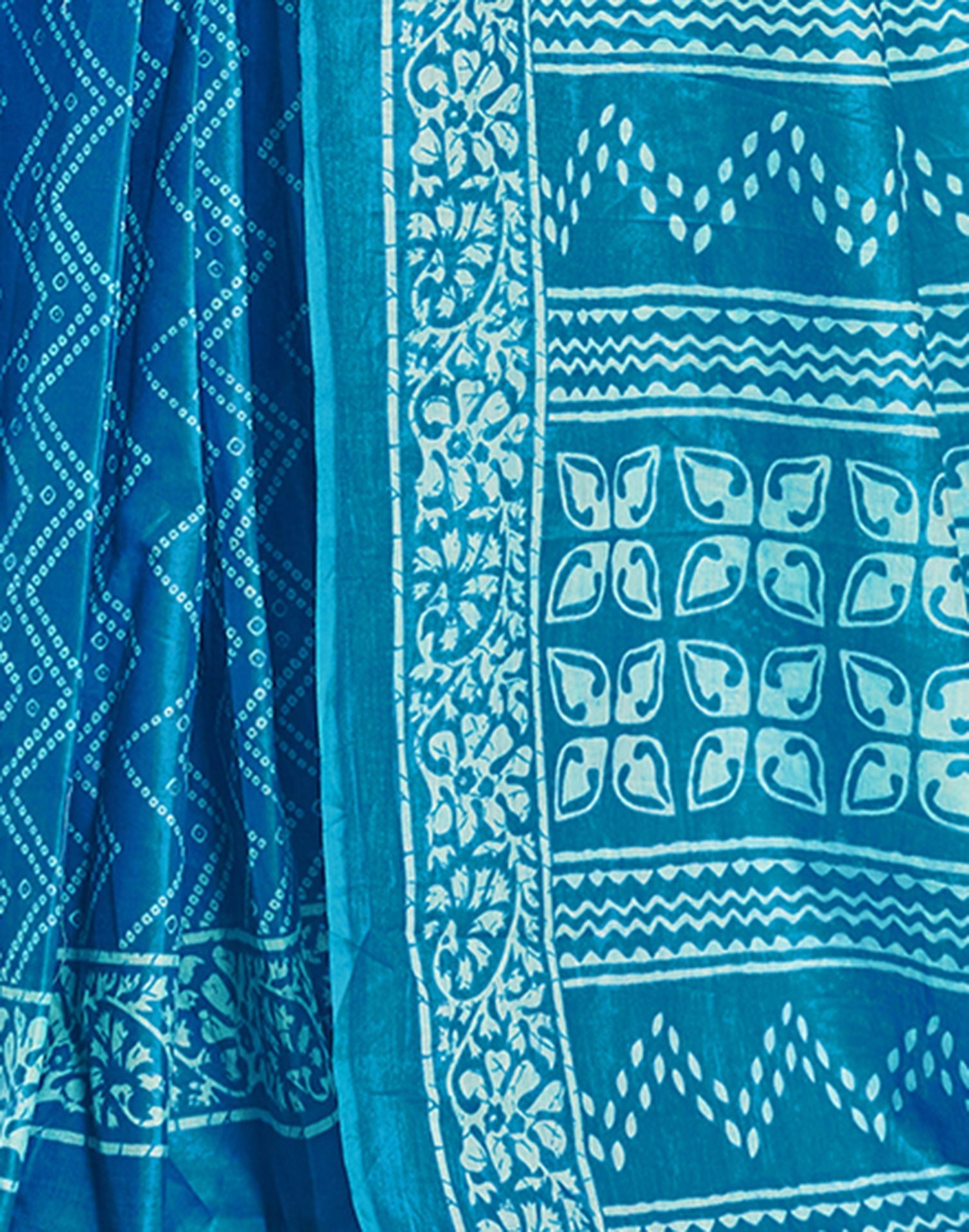 Ready to Wear Blue Printed Cotton Saree