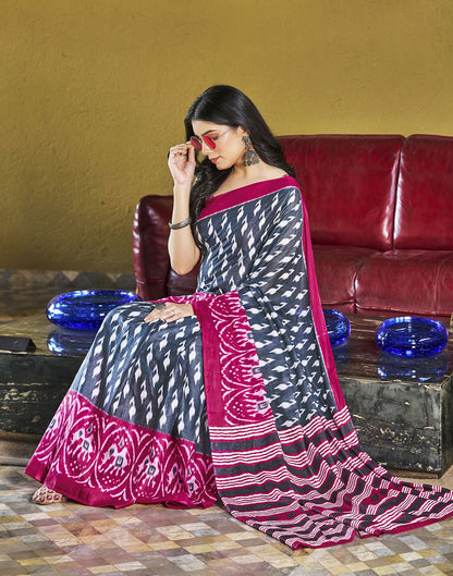 Ready to Wear Grey Printed &amp; Multicoloured Cotton Saree