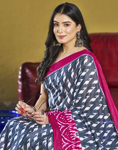 Ready to Wear Grey Printed &amp; Multicoloured Cotton Saree