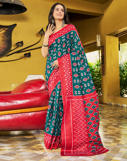 Ready to Wear Dull Rama Printed Cotton Saree